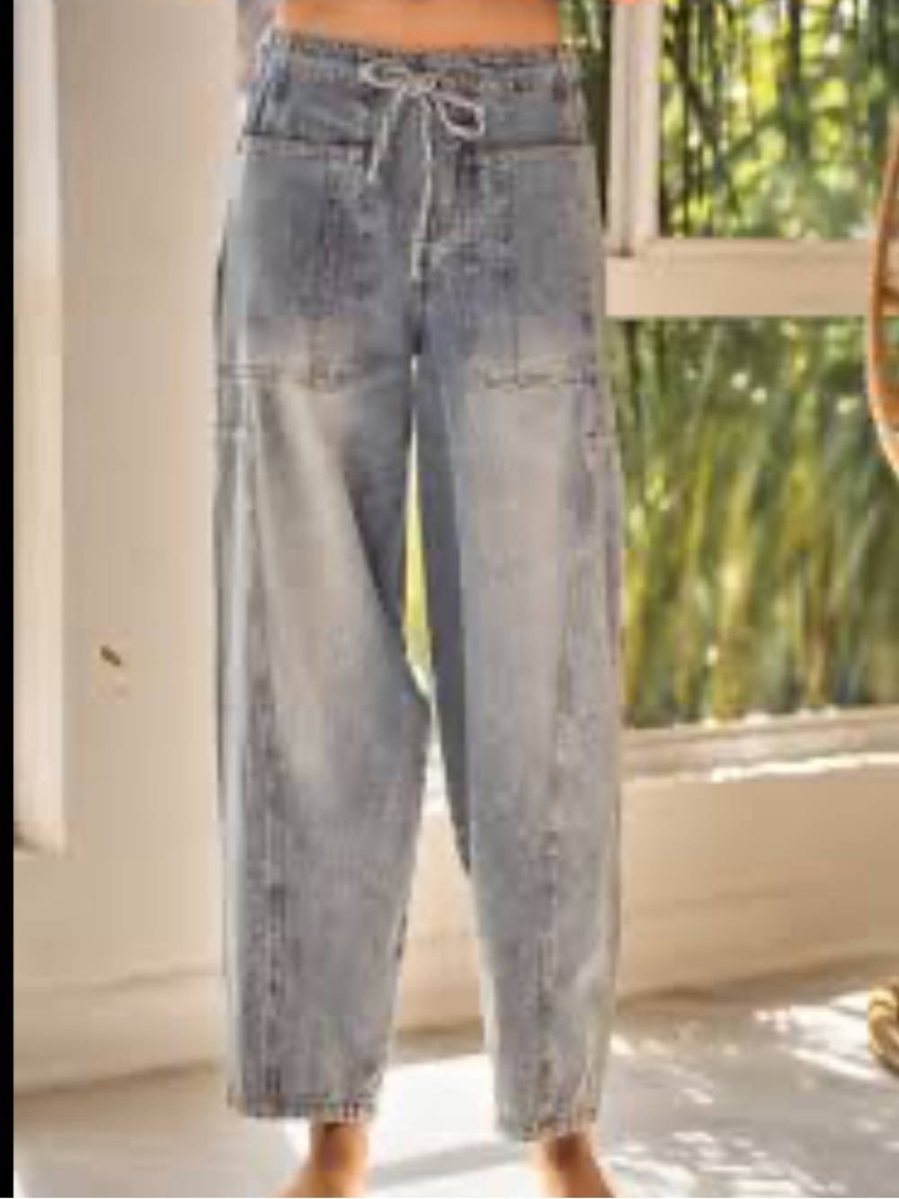 In February denim barrel pants tie string trendy summer spring NEW